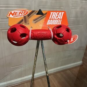Nerf Dog - 7'' Rubber Wrapped Tennis Treat  Barbell - Red ~ Dog To